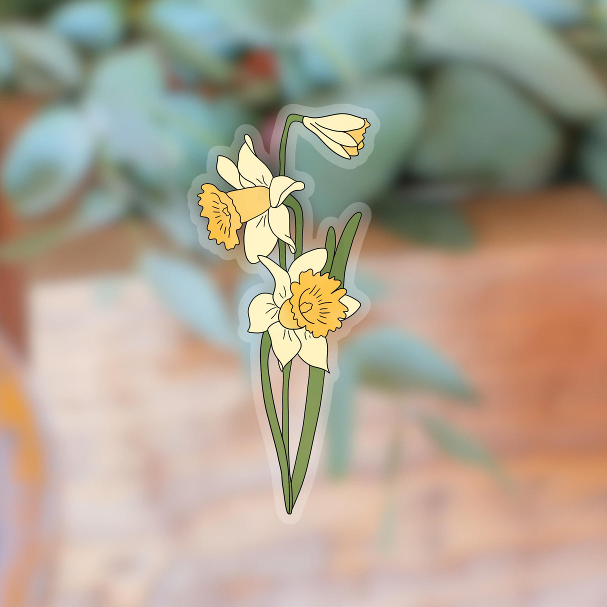 Transparent Daffodil Flower Sticker