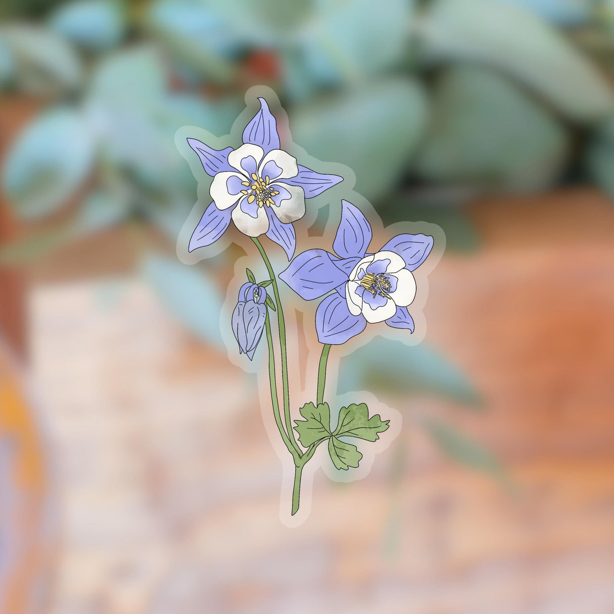 Transparent Columbine Flower Sticker