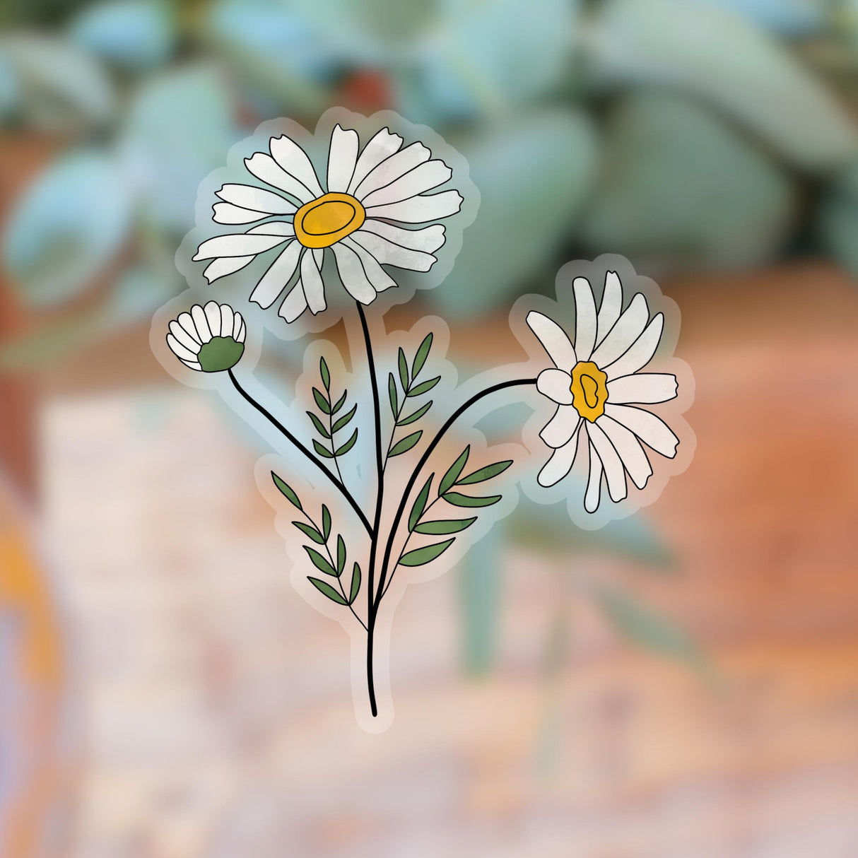 Transparent Daisy Flower Sticker