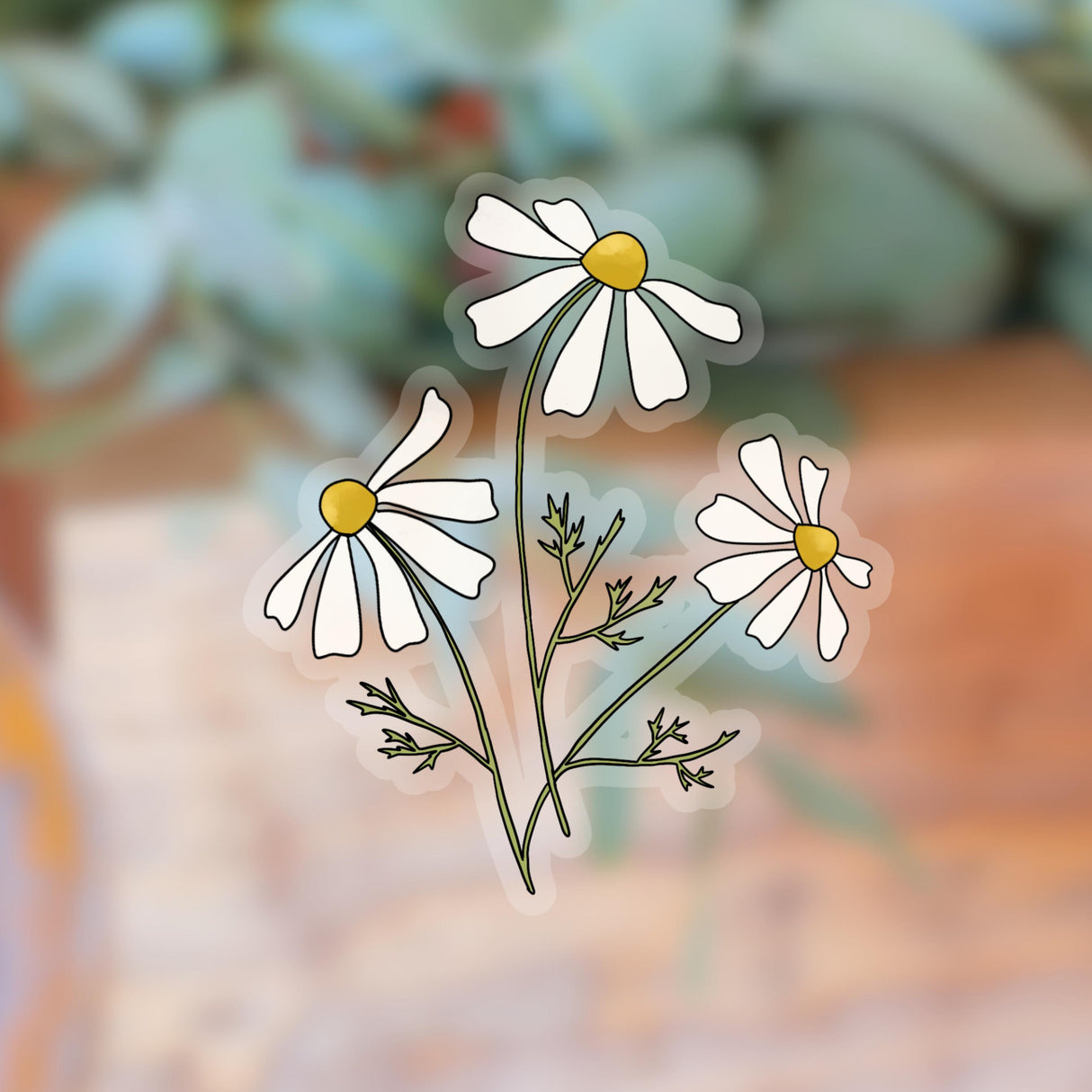 Transparent Chamomile Flower Sticker