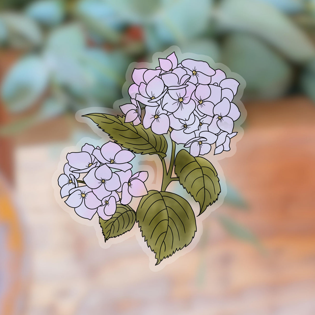 Transparent Hydrangea Flower Sticker