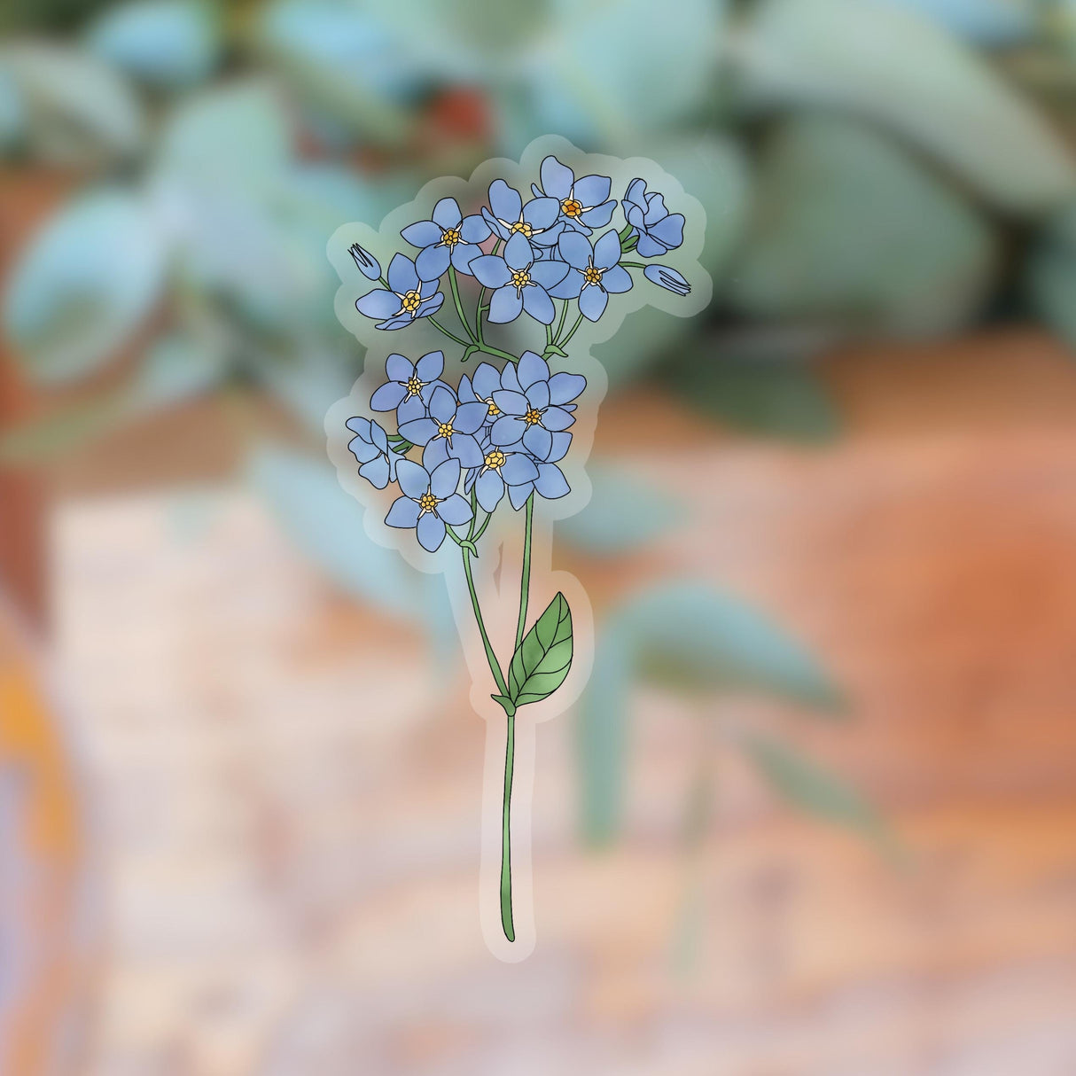 Transparent Forget Me Not Flower Sticker