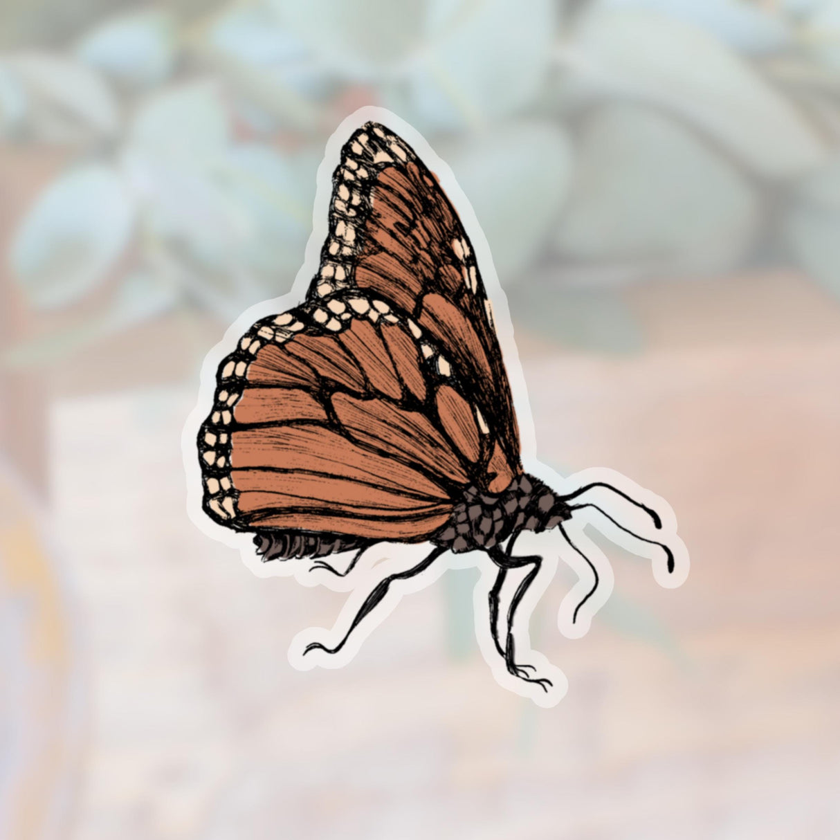 Transparent Monarch Butterfly Sticker