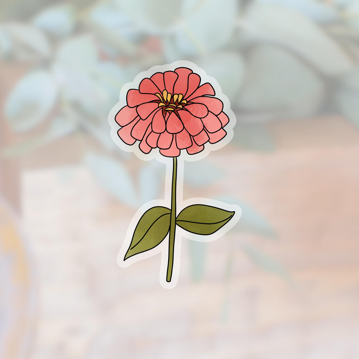 Transparent Zinnia Sticker